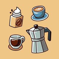 Coffee Maker and Beverage Icon Set in Modern Style vector