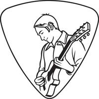 Artistic Design Featuring Girl Playing Guitar in Silhouette vector