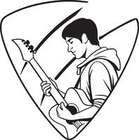 Captivating Girl Playing Guitar Silhouette for Artistic Use vector