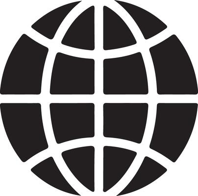 a black and white globe icon