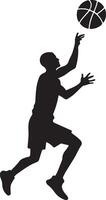 Dynamic art design showcasing a man playing basketball, perfect for creative projects and sports illustrations. vector