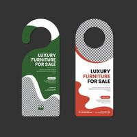 Luxurious furniture Sale door hanger design template with two color variations vector