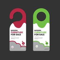 Modern Furniture Product sale Template and new furniture door hanger design template with two color variations vector