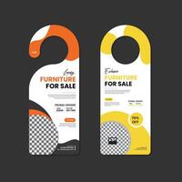 The Furniture Store door hanger design template with two color variations vector