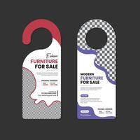 Office furniture door hanger design template with two color variations vector