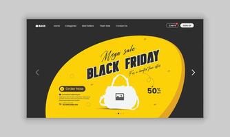 Black Friday super offer Landing Page banner User Interface Design Template vector