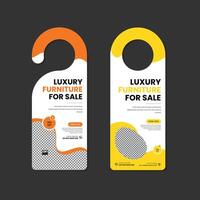 The new arrival furniture sales door hanger design template with two color variations vector