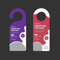 New technology furniture sale door hanger design template with two color variations vector