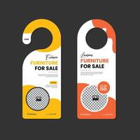 Minimal Furniture Sale door hanger design template with two color variations vector