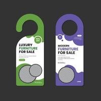 Modern furniture sale door hanger design template with two color variations vector
