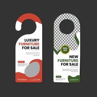 Elegant and stylish Furniture Sale door hanger design template with two color variations vector