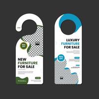 Office interior door hanger design template with two color variations vector