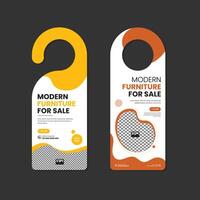 Door hanger design template with two color variations for best furniture sale vector