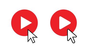 Play button click cursor icon. Streaming ui concept vector