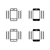 Phone vibration icon set. Vibrate cellphone notification sign symbol vector