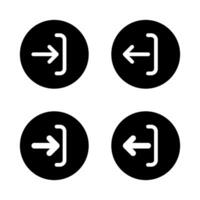 Enter and exit door icon on black circle. Login and logout sign symbol vector