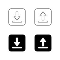 Download and upload icon set on black square vector