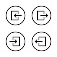 Login and logout icon on circle line. Enter and exit sign symbol vector