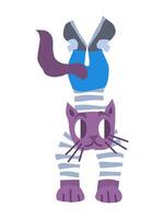 cat standing on front paws in clothes stock vector