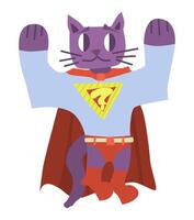 purple cat super hero simple character. stock new vector