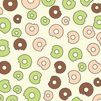 Pattern of colorful sweet donuts. Junk food background vector
