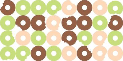 Pattern with donuts of different flavors. Wallpaper background vector