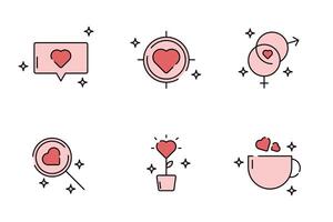 Set of Valentines day icons. Minimal thin line icons. Isolated on white background. illustration vector