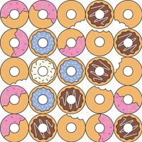 Donuts pattern with various sweet, chocolate, strawberry. illustration vector