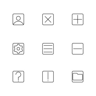 Basic user interface essential thin line icon set. Web icons.