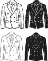 Sharp Tailored Fit Double-Breasted Suit Design Outline vector