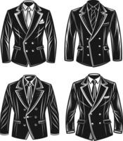 Minimal Button Accent Double-Breasted Suit vector