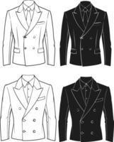 Wide-Lapel Retro Double-Breasted Suit Sketch vector