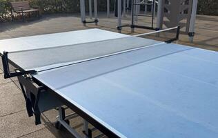 ping-pong table with a net photo