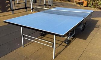 ping-pong table with a net photo
