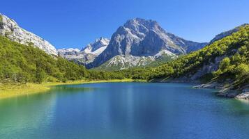A mountain range in the background photo