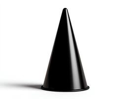 Black traffic cone on a white background. photo