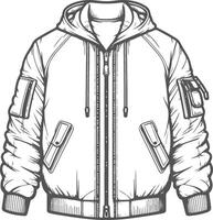 Wide Flared Utility Bomber Jacket Outline Design vector