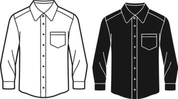 Layered Shirred Button-Up Shirt Outline Sketch vector