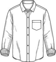 Casual Printed Button-Up Shirt Sketch Outline vector