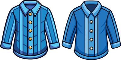 Wide Collar Button-Up Shirt Outline Design vector
