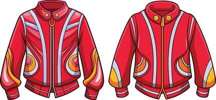 Leaf Accent Bomber Jacket Outline Design vector