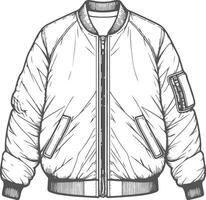 Layered High-Low Satin Bomber Jacket Sketch vector