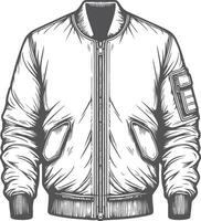 High-Collar Retro Bomber Jacket Outline Design vector