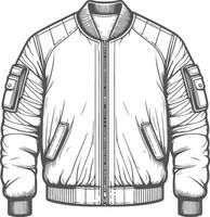Retro Tunic Utility Bomber Jacket Sketch Outline vector