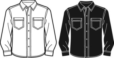 Minimalist Button Detail Button-Up Shirt Outline vector