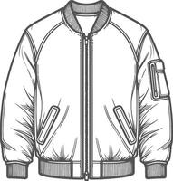Elegant Printed Utility Bomber Jacket Outline Design vector