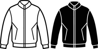 Retro Collarless Bomber Jacket Line Art vector