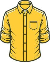 Vintage High-Collar Button-Up Shirt Outline Design vector