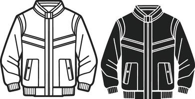 Double Zipper Bomber Jacket Line Art Design vector