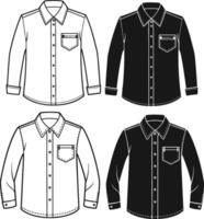 Vintage Utility Tunic Button-Up Shirt Sketch vector